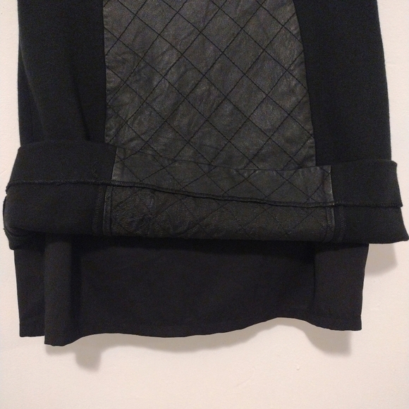 Milly - Lambskin Leather Wool Black Mini Skirt - Picture 8 of 16